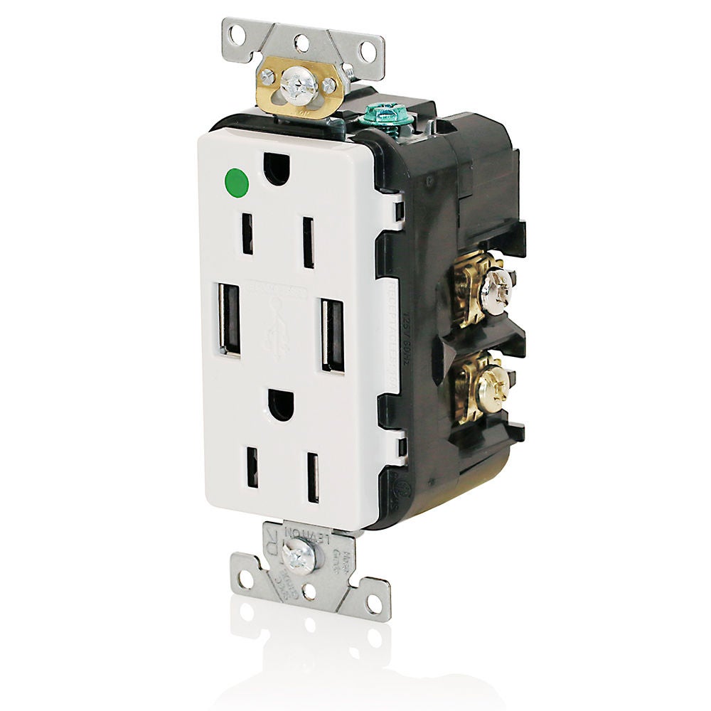 T5632-HGW Hospital Grade USB Receptacle Angled