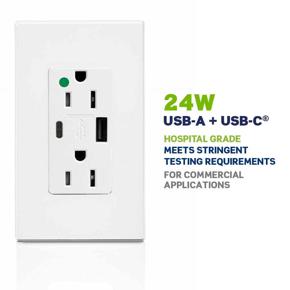 Leviton Hospital Grade 24W USB A/C Charger