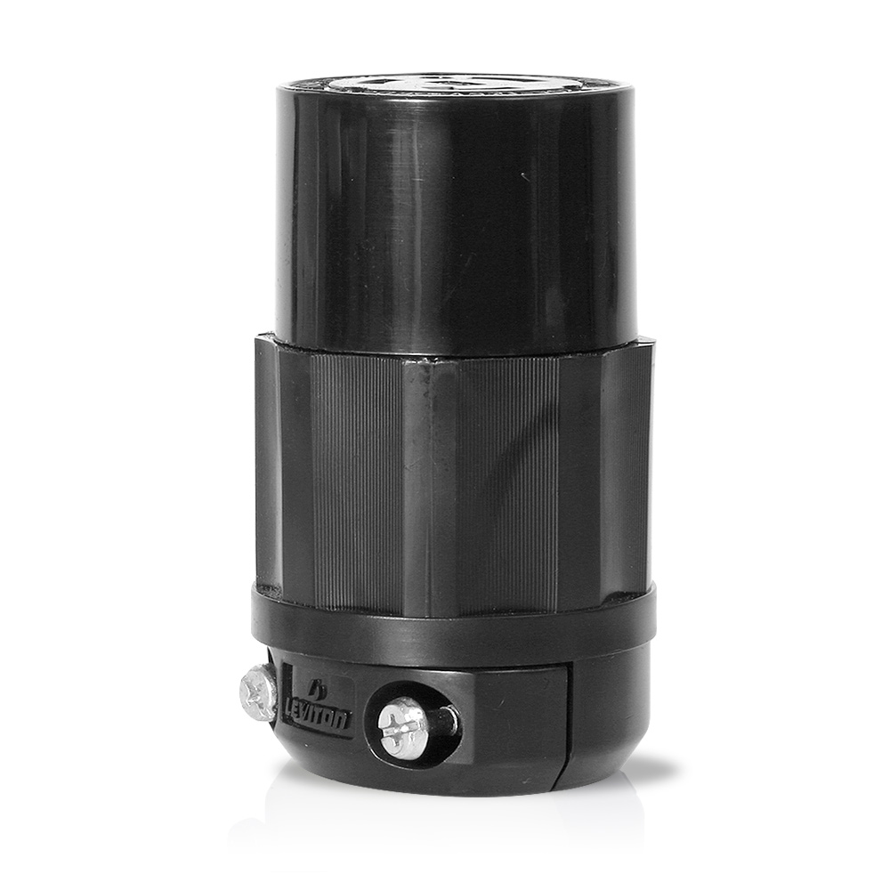 Product image for Locking Connector, 20 Amp, 125/250 Volt, Industrial Grade, Black