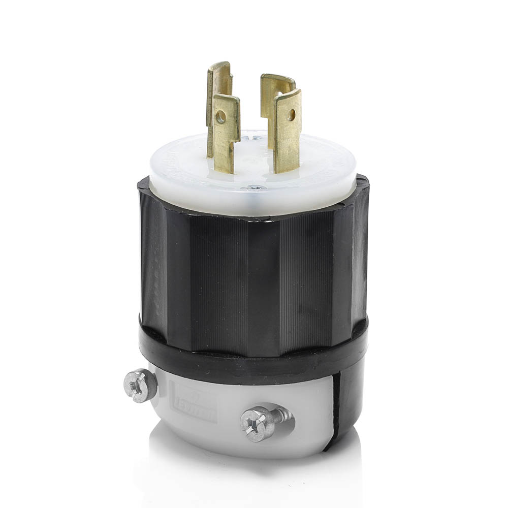 Product image for Locking Plug, 20 Amp, 277/480 Volt, Industrial Grade, Black & White