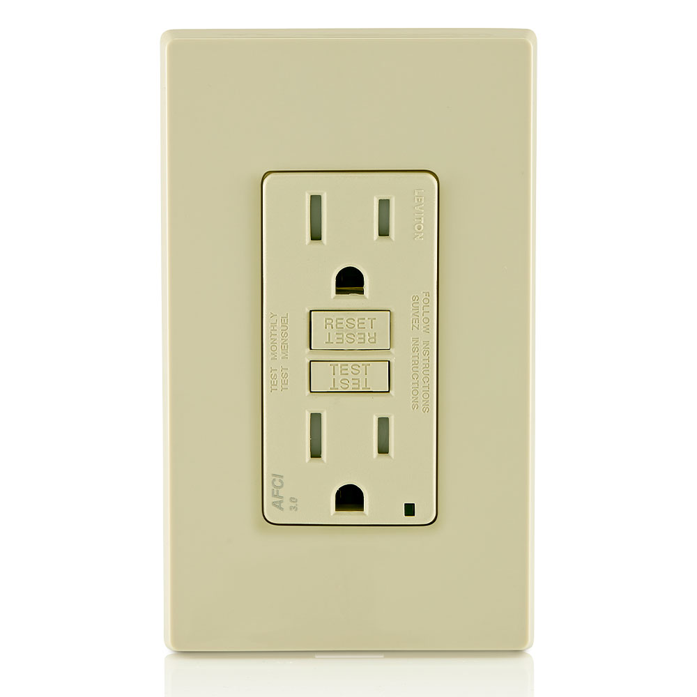 Product image for 15 Amp, Tamper-Resistant AFCI Outlet with LED Indicator Light