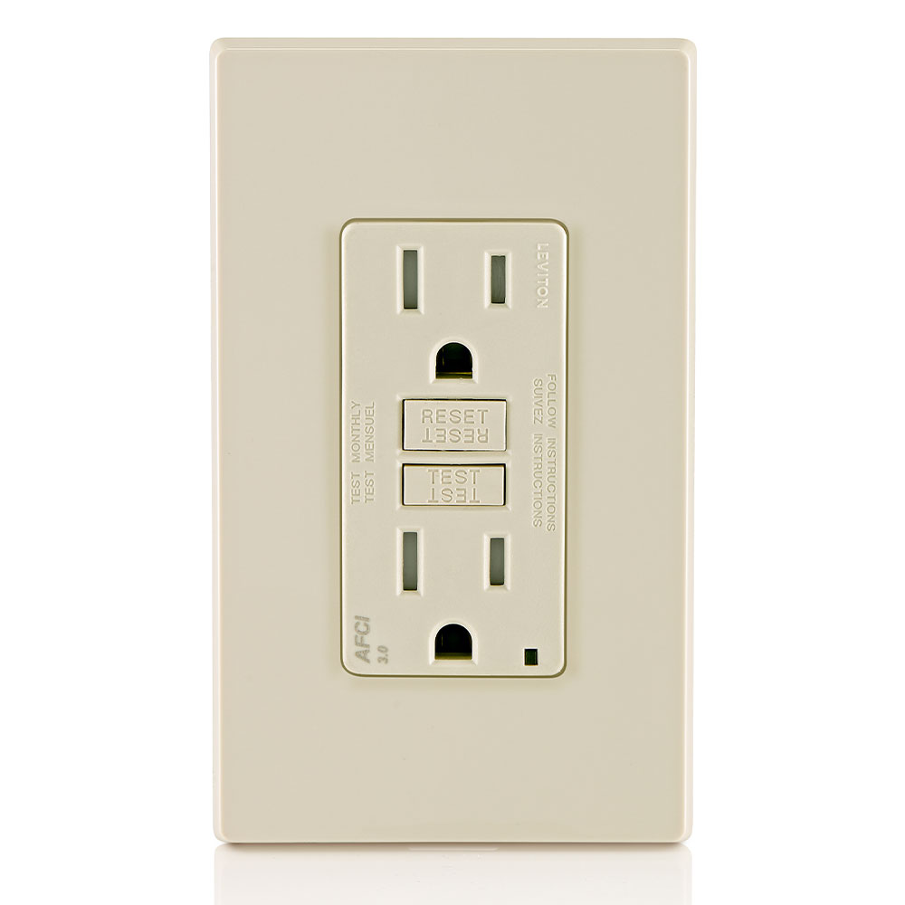 Product image for 15 Amp, Tamper-Resistant AFCI Outlet with LED Indicator Light