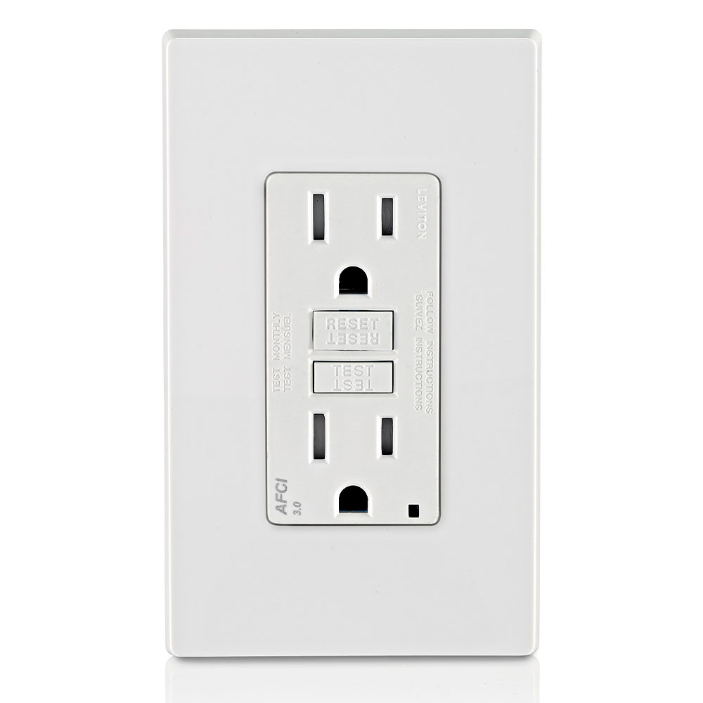 Product image for 15 Amp, Tamper-Resistant AFCI Outlet with LED Indicator Light