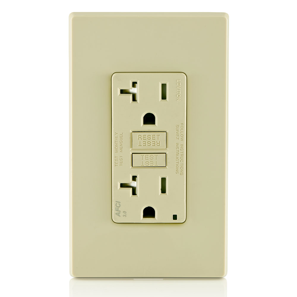 Product image for 20 Amp, Tamper-Resistant AFCI Outlet with LED Indicator Light