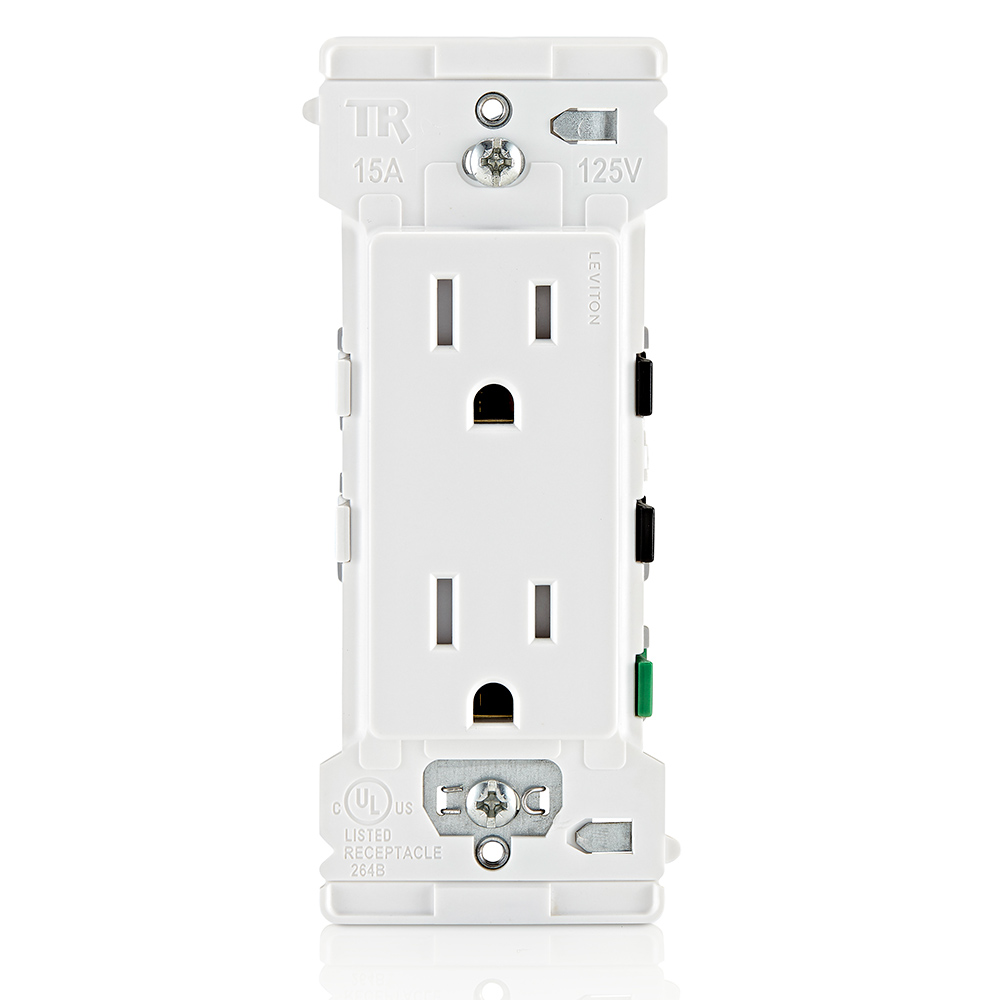 Product image for Lever Edge 15 Amp Tamper-Resistant Duplex Outlet, White