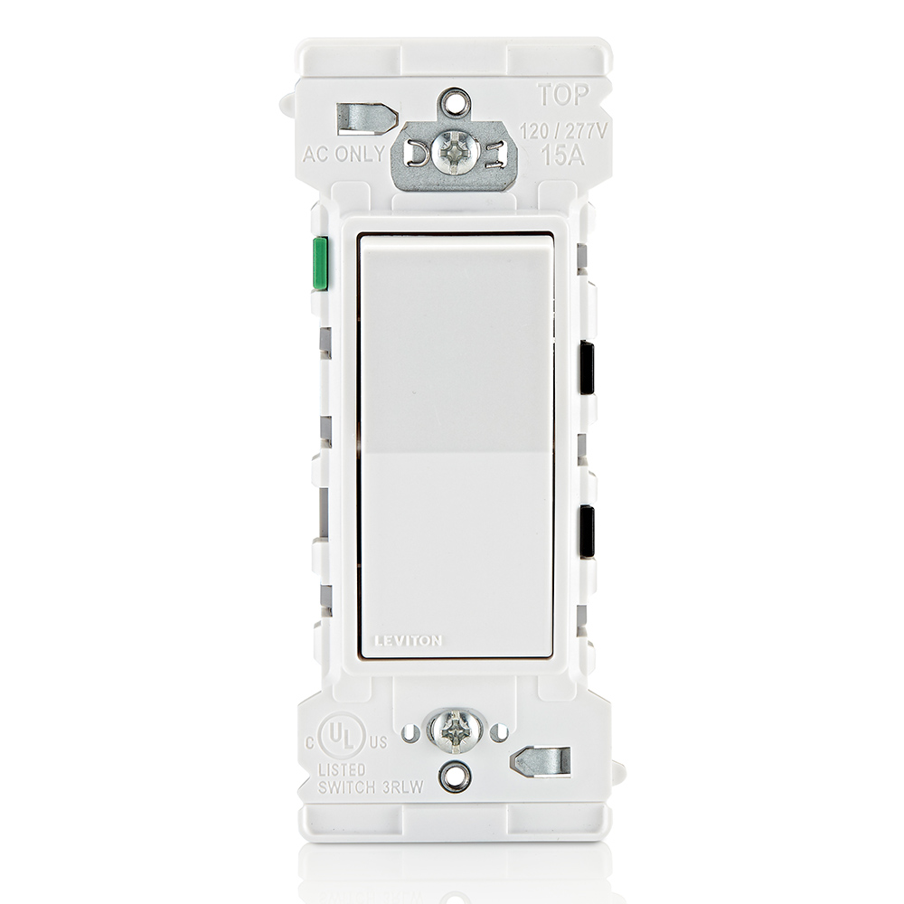 Product image for Lever Edge 15 Amp Single Pole Rocker Switch, White